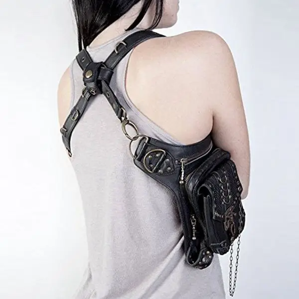Steampunk Retro Motorcycle Bag Lady Bag Retro Rock Gothic Goth Shoulder Waist Bags Packs