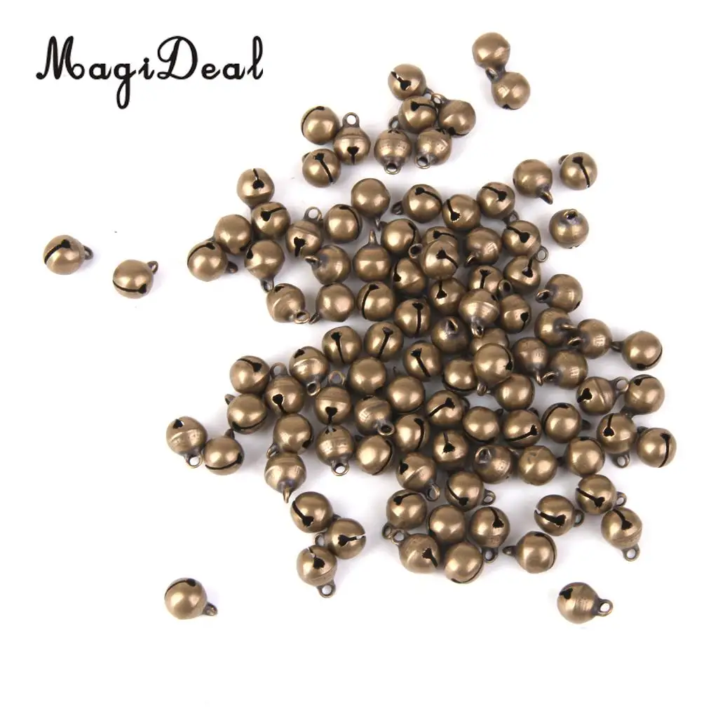 MagiDeal 100pcs Antique Bronze Brass Jingle Bells Charm Bead Jewelry Findings 6mm Festival Home Party XMAS Tree Ornaments