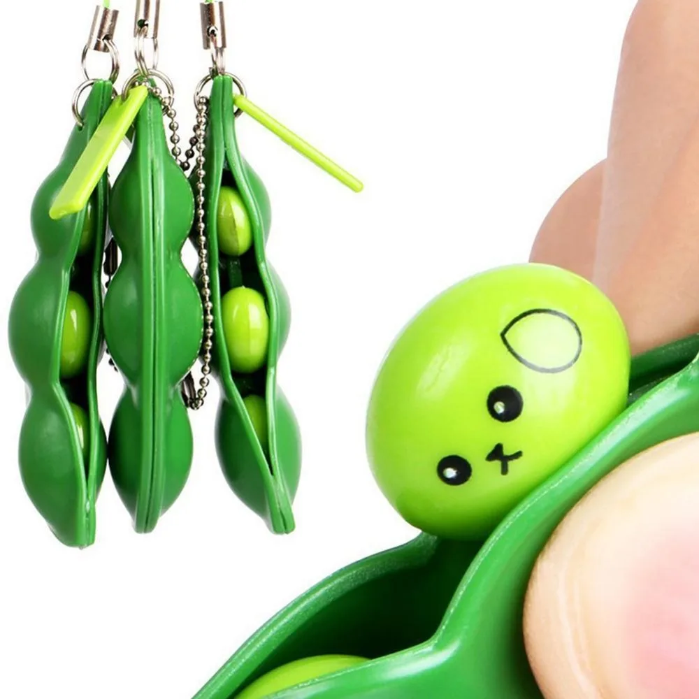 1 PC Fun Beans Squishy font b Toys b font Pendants Anti Stress Ball Squeeze Funny