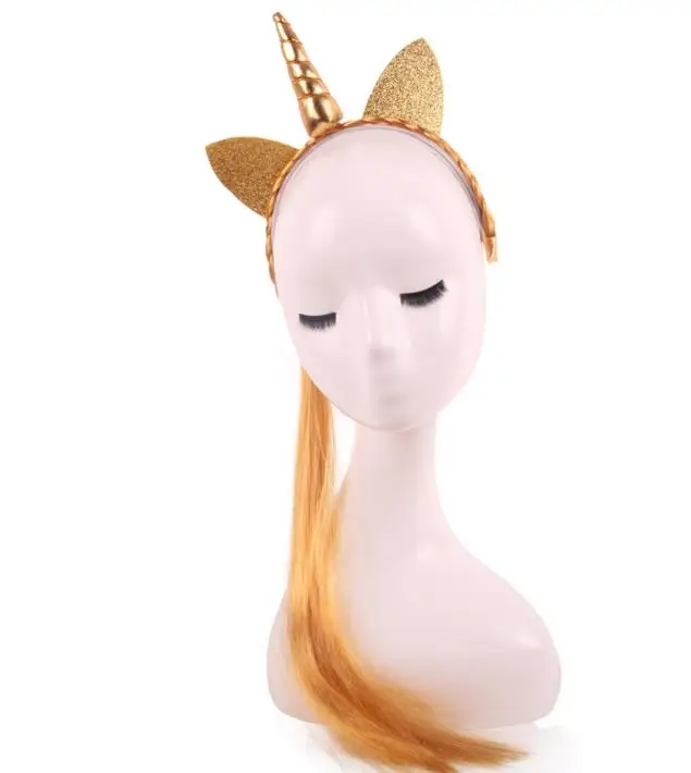 Decorative Ear Horn Headband Long Wig Braids Fancy Dress Christmas Party Girl Lady Cosplay Magical Glitter Ear Hairband