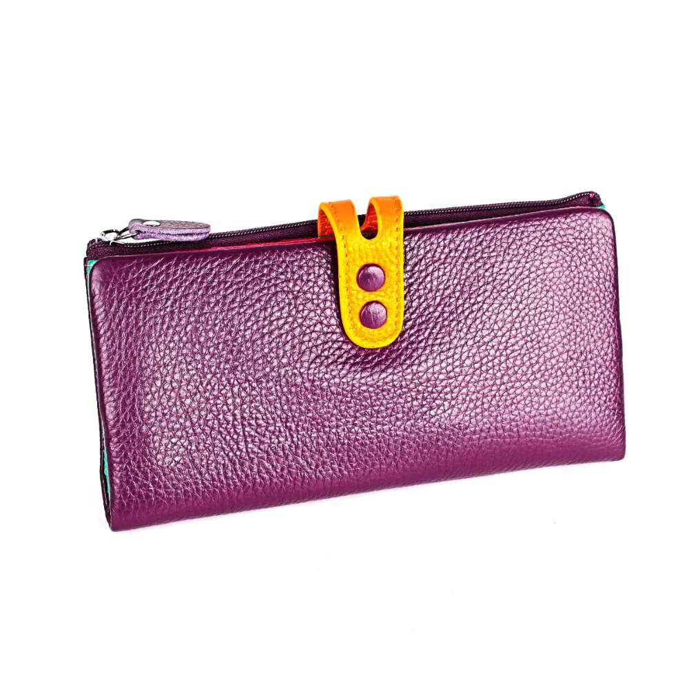 Women Wallet Genuine Leather Female Purse Leather Long Zipper Coin Purse Card Holder Money Clutch Hand Wallets 3