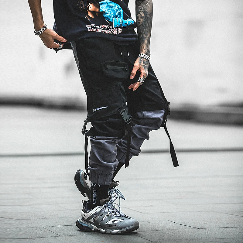

Black Cargo Pants Men Streetwear Military Joggers