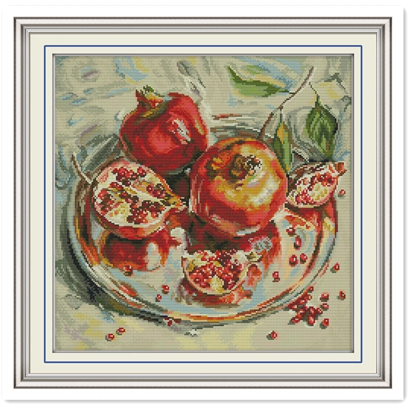 

Pomegranate Chinese Counted Cross Stitch Pattern Embroidery Cross Set 11CT 14CT Printed On Canvas Cross Stitch Kit Needlework