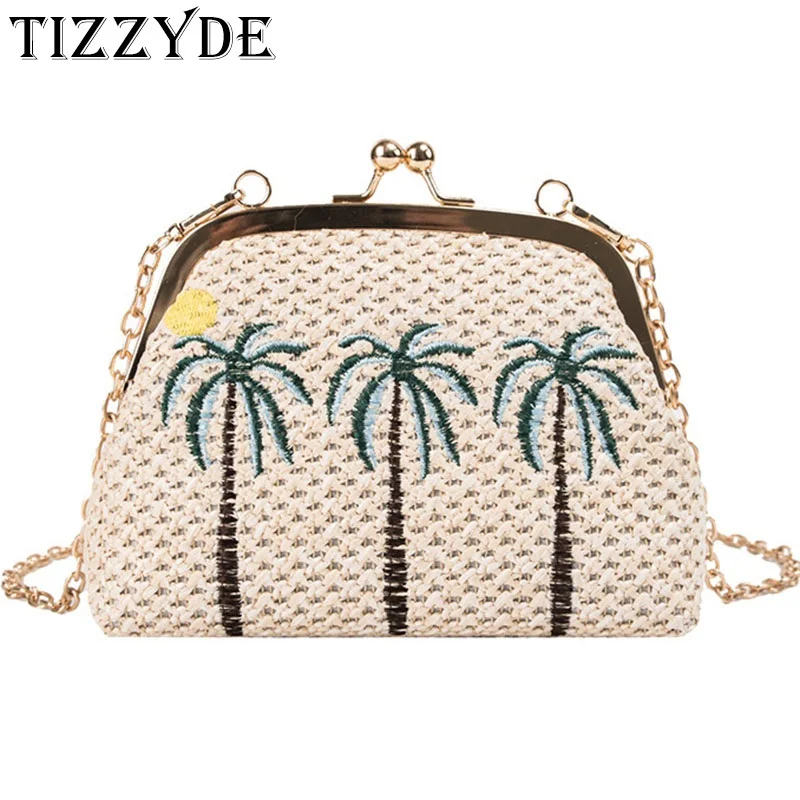 

Summer Women Messenger Bags Straw Handbag 2019 New Chain One Shoulder Beach Bags Fashion Casual Straw Clip Mouth Bag DG379