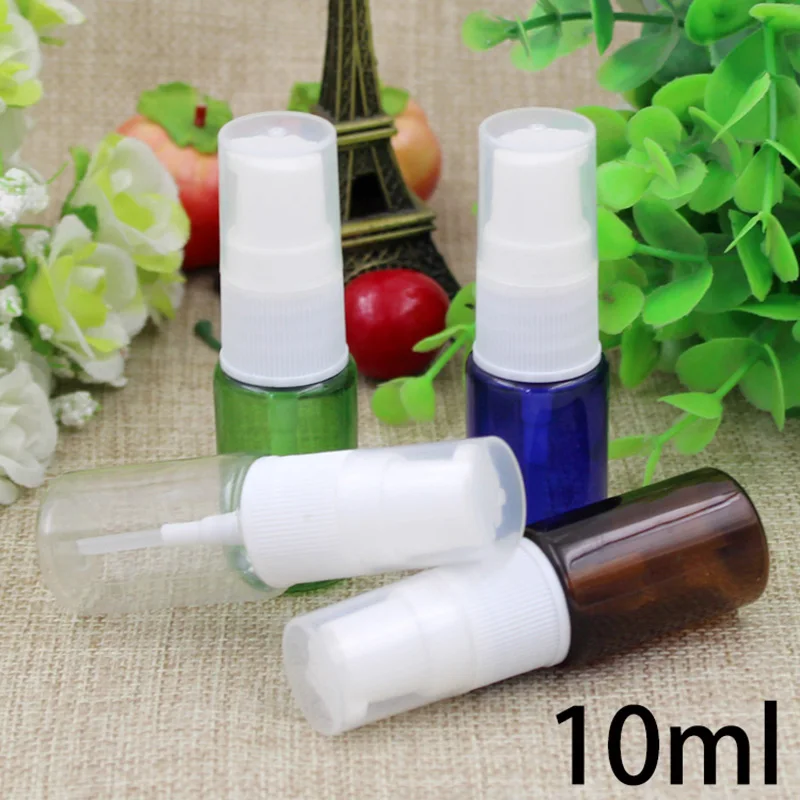 

Blue/Green/Brown 10ml Plastic Cosmetic Pump Bottle Mini Emulsion Cream Lotion Sample Package Press Bottles Free Shipping
