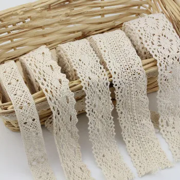 

10 meter/lot Handmade Patchwork Cotton Lace Ribbon Beige Color Cotton Lace Trim
