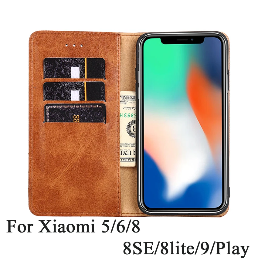 

Funelego PU/TPU Luxury Flip Phone Case With Card Slots Kickstand For XiaoMi Mi 5 6 8 8SE Lite Play 9 Leather Wallet Cover