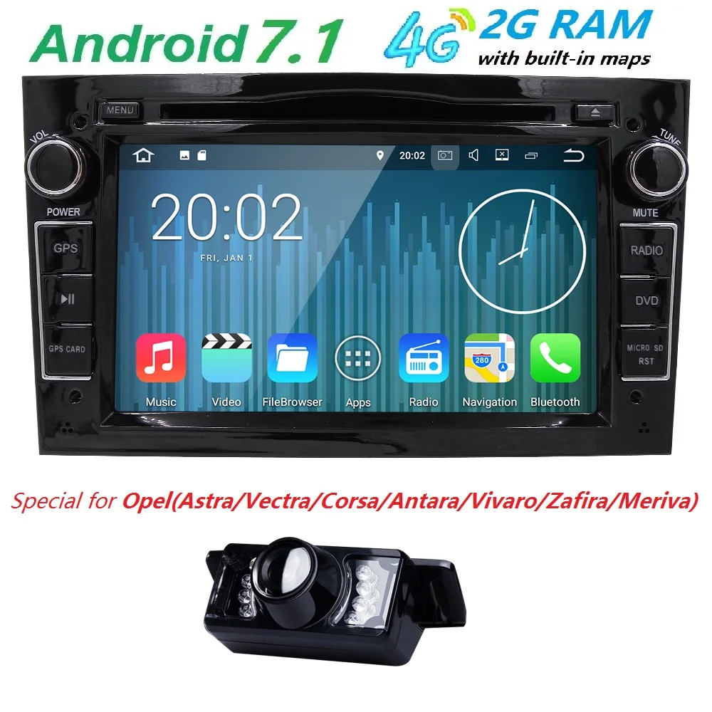 HD 1024x600 QuadCore 4G WIFI RAM 2GB Android 7 1 PC Car DVD Player For Opel