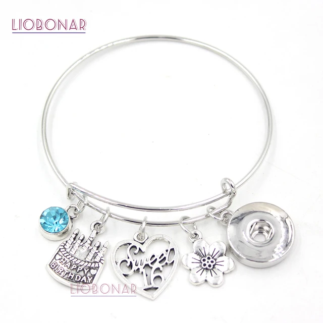 10pcs Whole Snap Jewelry 16th Sweet Six Birthday Charm 10pcs Whole Snap Jewelry 16th Sweet Six Birthday Charm Bracelet Bangle On Bracelets For Daughter