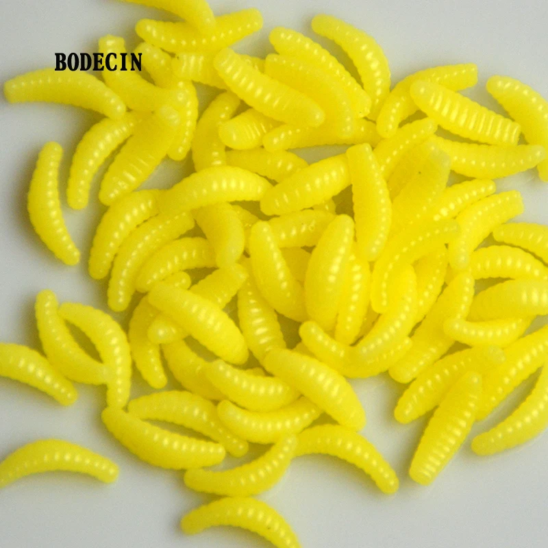 100PCS Set 2cm 0.3g Maggot Grub Soft Lure Baits smell Worms Fishing Lures For Fish Carp Tackle Bread Bug Bionic Grub Baits Trout (6)