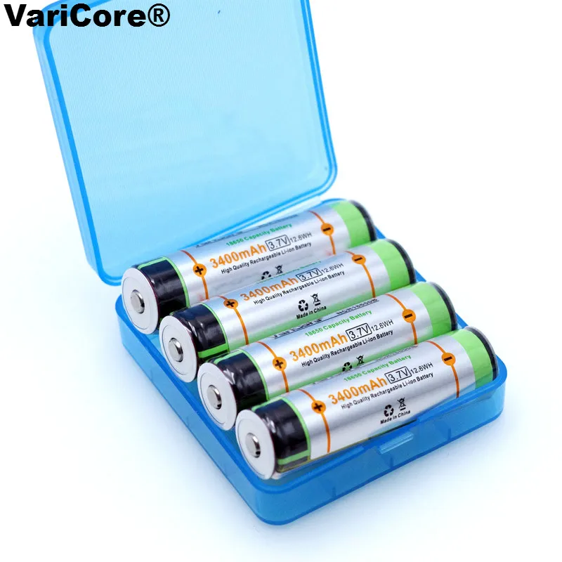 

4PCS VariCore New Protected 18650 NCR18650B 3400mah Rechargeable battery 3.7V with PCB For Flashlight batteries+ BOX