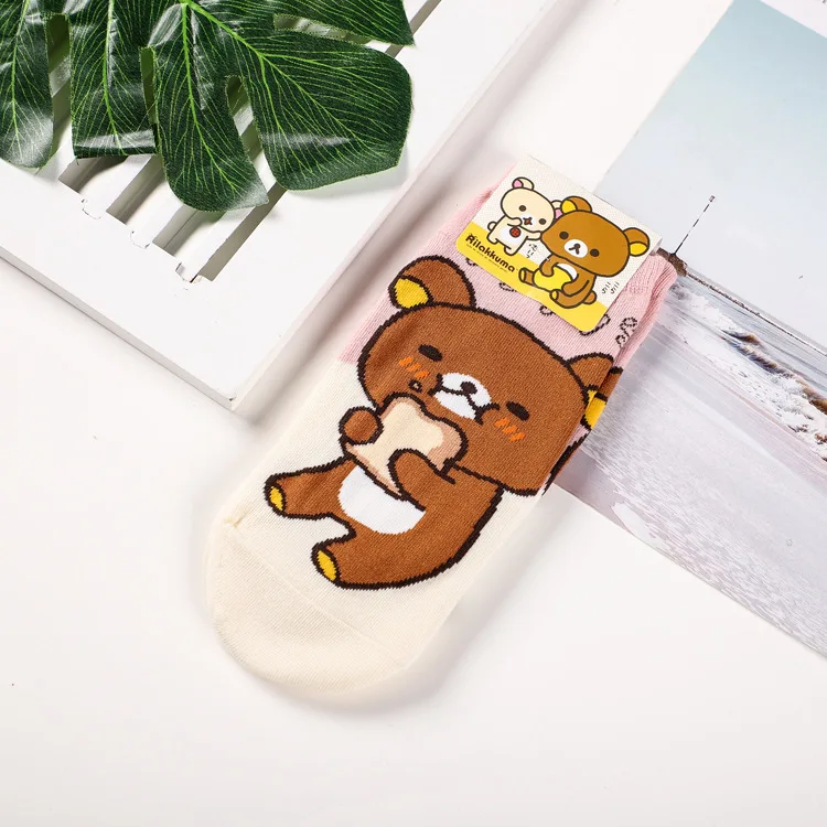 Rilakkuma/носки с рисунками животных модные милые женские носки с забавным счастливым принтом весенне-Летние Удобные Дышащие Короткие хлопковые носки - Цвет: 2