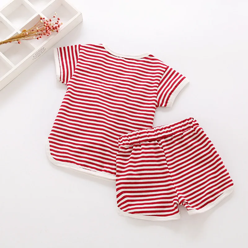 Kids Clothes Sets Baby Boys Girls Fashion Sport Striped T-shirt+Shorts 2pcs Set Toddler Summer Clothing Suits Children Clothes (2)