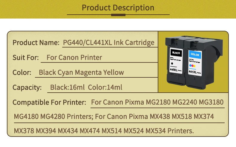 King-cartucho de Tinta Compatível com Impressora Toney 441 4280 Mx438 518 378 pg 440 Pg440xl cl 2 pg 440, pg440xl, cl 441, compatível com