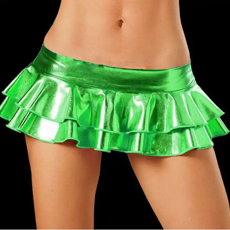 Сексуальная латексная юбка женская ПВХ танцевальная клубная одежда короткие юбки 8 цветов лакированная кожа мини-юбки юбка для танцев YS1018a - Цвет: Зеленый