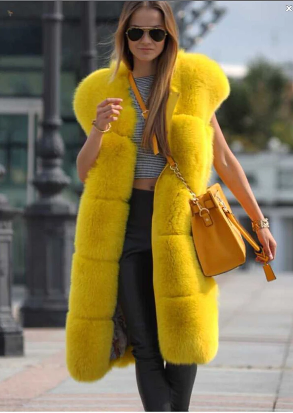 Yellow fur vest Clearance