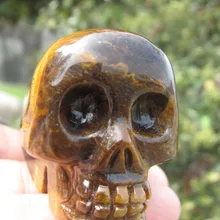 Натуральный красивый тигровый глаз камень резьба заживление хрустального черепа