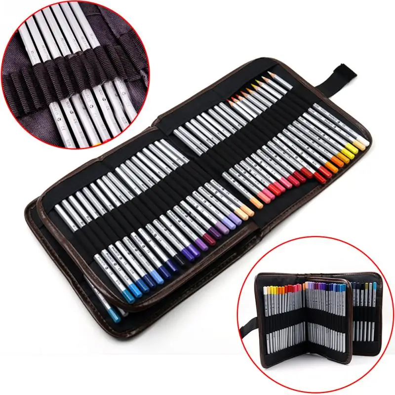  72 Holes Cloth Pen Bag Pencil Holder Case Canvas Pouch Foldable Cosmetic Makeup Brush Storage Bag B