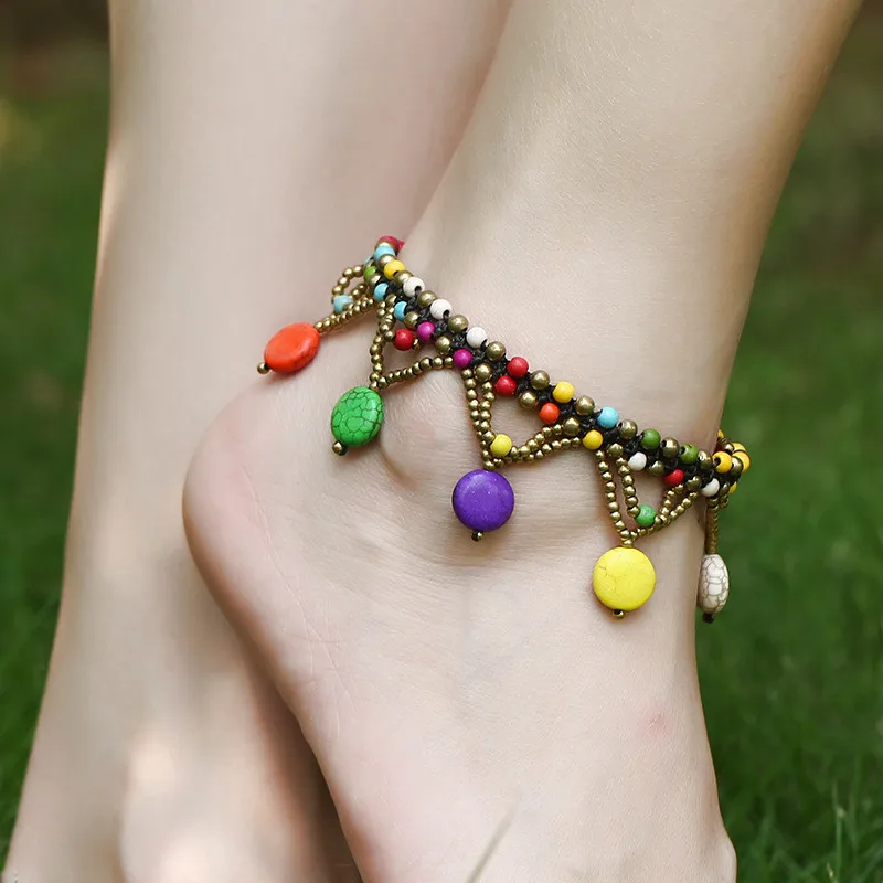 Ethnic Boho Colorful Charm Beads Ankle Chain Anklets For Women Bohemian Female Dance Party Beach Foot Jewelry bracelet cheville Ethnic Boho Colorful Charm Beads Ankle Chain Anklets For Women Bohemian Female Dance Party Beach Foot Jewelry bracelet cheville