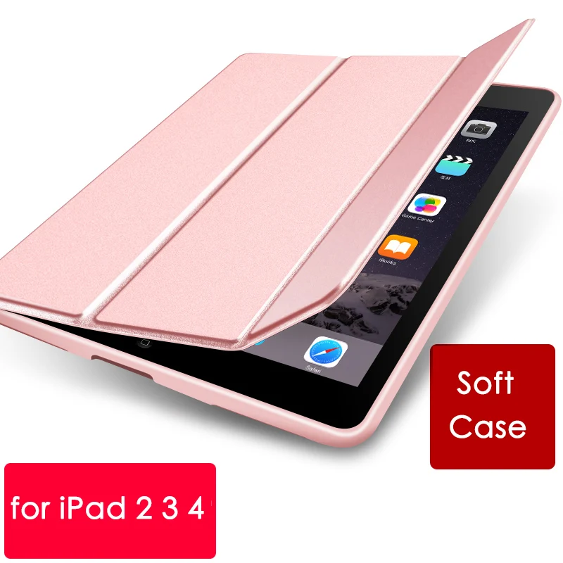 

TPU Protective Case for iPad 2 3 4 Case Solid Smart Cover for Apple iPad 4 iPad 2 iPad 3 Cover A1458 A1395 A1416 A1460 A1430