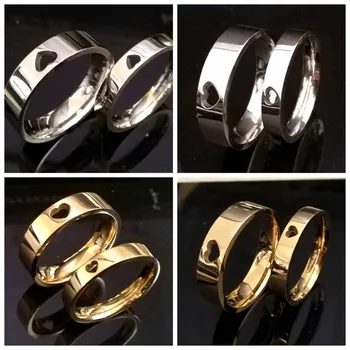 

24pcs GOLD SILVER mix 4mm 6mm Heart Lovers Rings Couples Rings Top Quality 316L Stainless Steel Wedding Engagement Ring