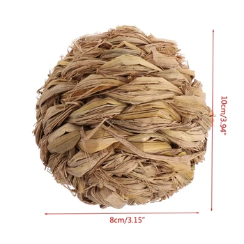 

10cm Pet Chew Toy Natural Grass Ball with Bell for Rabbit Hamster Guinea Pig for Tooth Cleaning