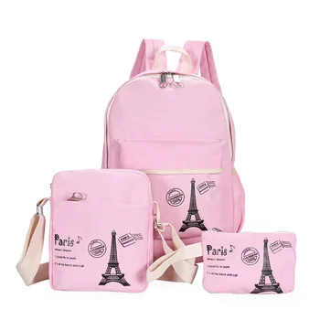 

2017 new 3Pcs/set Canvas Women Backpacks Schoolbag Printing Cute Cat School Bag Backpack For Teenager Girls Rucksack backpack