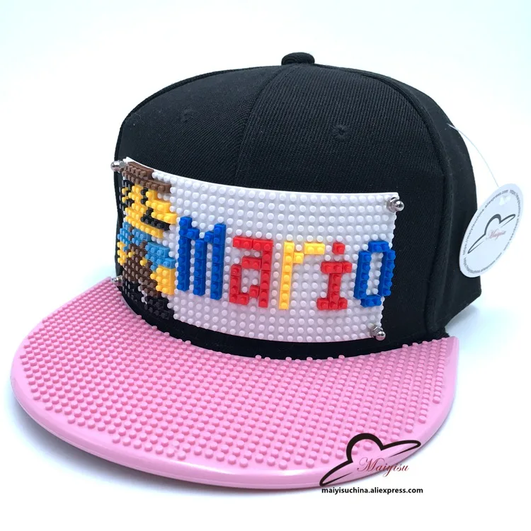 Мода Супер Марио мозаика настроить Snapback DIY Marie brick полями на заказ для шляпы хип-хоп Snapback шляпа бейсбольная Кепка - Цвет: 9