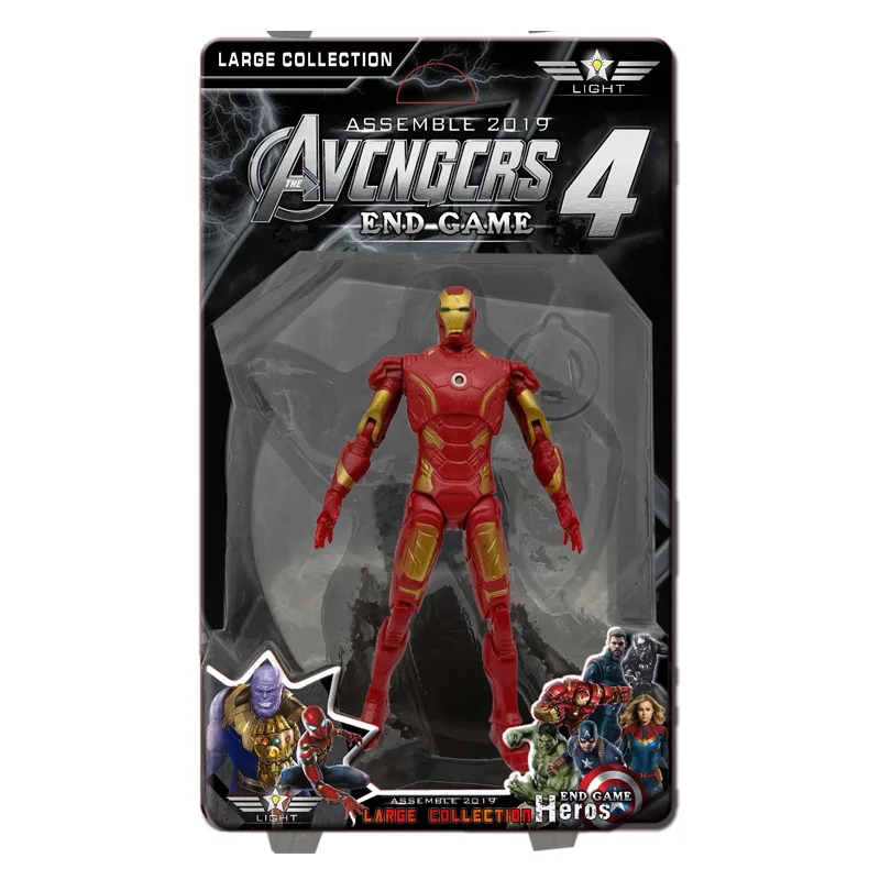 Disney Marvel Мстители игрушки танос Халк Бастер человек паук Железный человек Капитан Америка Тор звук и светильник фигурка куклы - Цвет: Iron Man