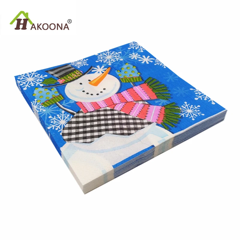 

HAKOONA Christmas Cartoon Snowman Paper Napkins Disposable Halloween Christmas decorations for home