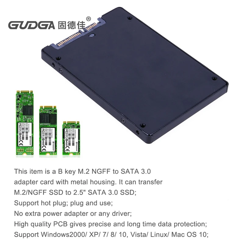 M.2 NGFF to SATA 3.0 adapter card with metal housing M.2/NGFF SSD to 2.5" SATA 3.0 SSD adapter for 2242/2260/2280mm M2 SSD 3.5 inch hdd case