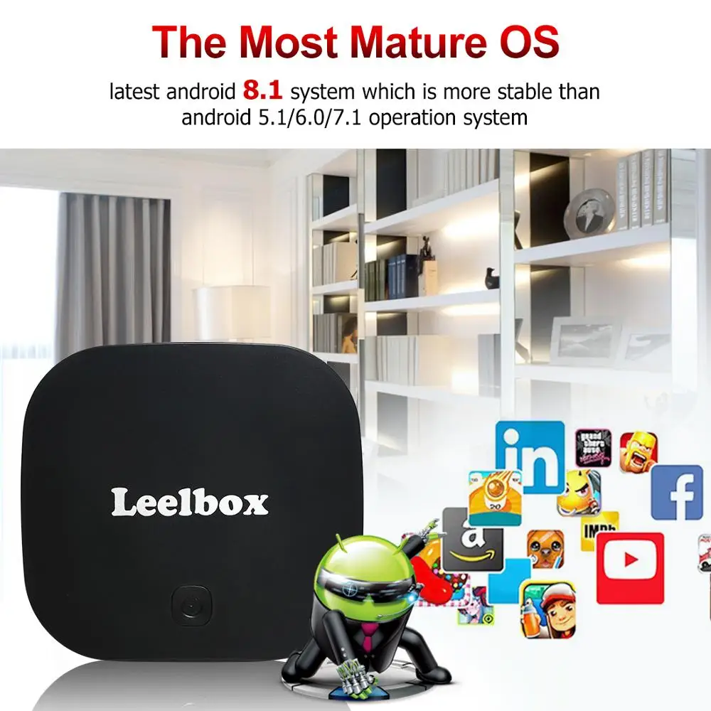 

Leelbox Q2 PRO S Android8.1 TV Box RK3229 double-coeur 2 GB+16 GB H.265 USD4.0 2.4 GHz Wifi Support Google Playstore Youtube dй