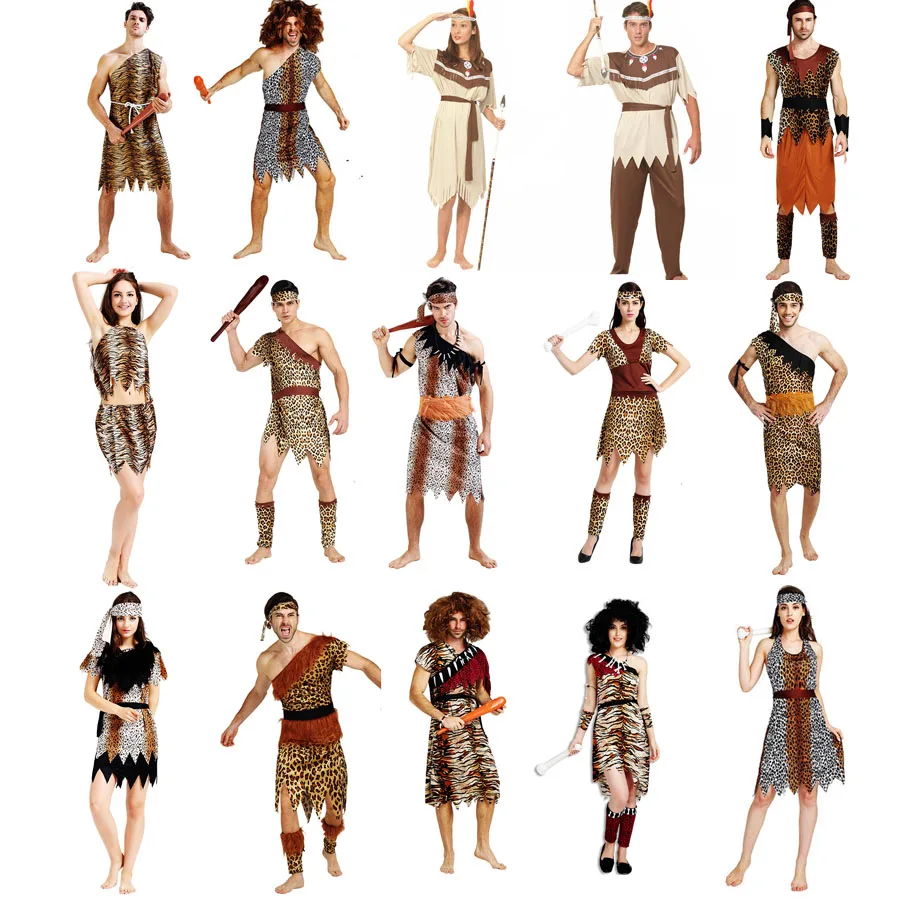

Men Women African Original Savage Costume Wild Men Cosplay Carnival Fancy Dress Party sexy halloween costumes for women