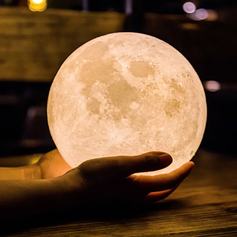 1PCS 8 20cm Diameter 3D Print Moon Lamp USB LED Night Light Moonlight