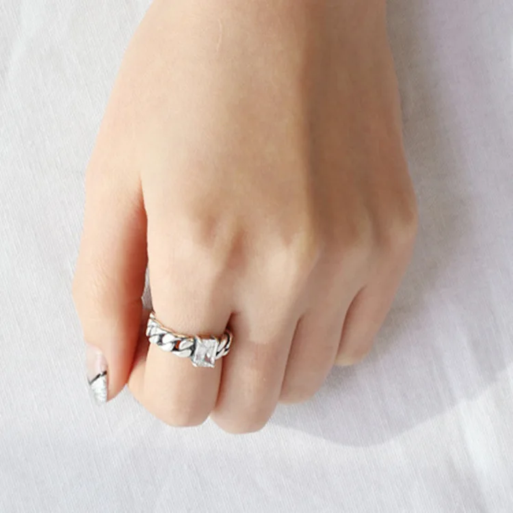 DIEERLAN Богемное панк 925 пробы Серебряное черное циркониевое кольцо для женщин дамское Ретро винтажное античное кольцо на палец Свадебные украшения