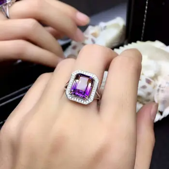 

[MeiBaPJ New Arrival Natural Ametrine Gemstone Fashion Ring for Women Real 925 Sterling Silver Fine Charm Party Jewelry
