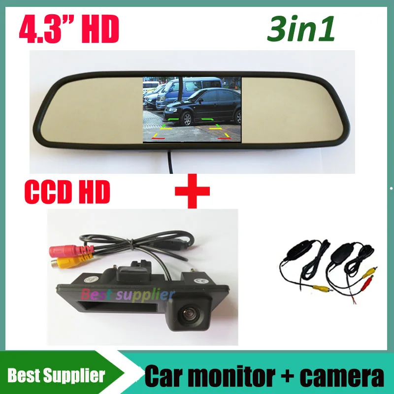 

2.4G wireless CCD car backup rear view camera for Audi A4L A4 A5 VW Passat Tiguan Golf Touran Jetta Sharan Touareg + car monitor