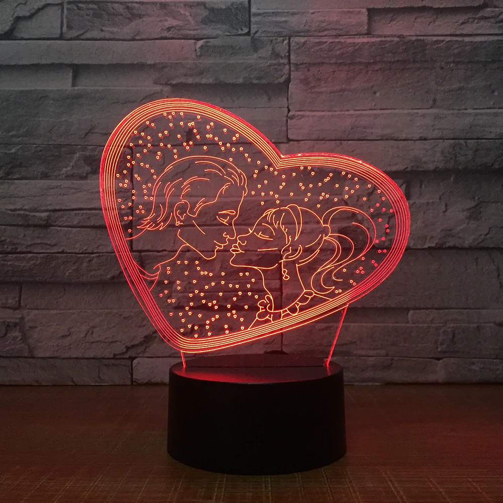 3D светодиодная USB лампа I LOVE YOU Sweet Lover Heart романтический декоративный Красочный