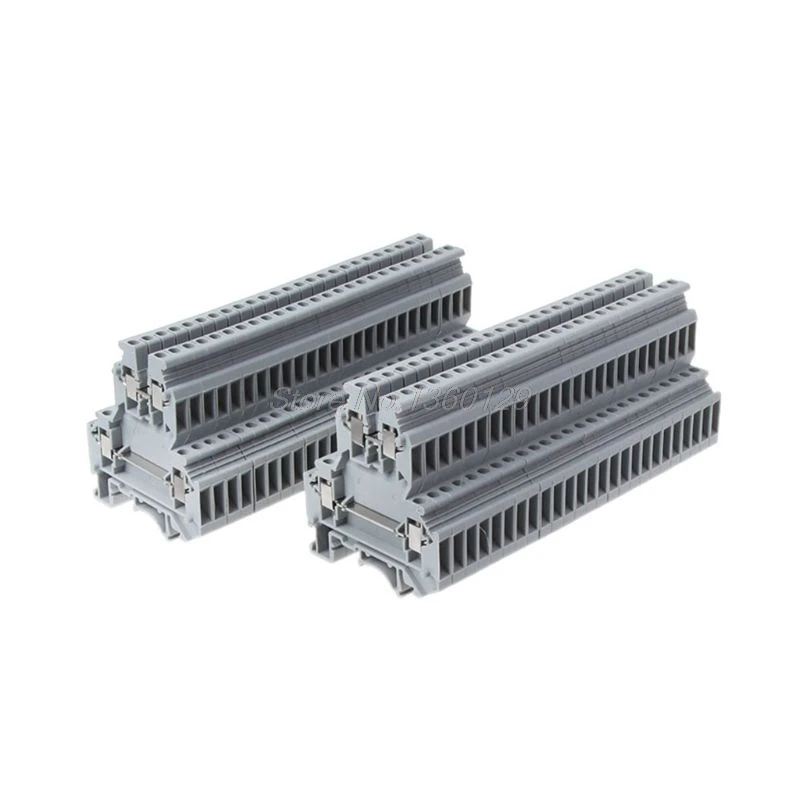 

50 Pcs UKK3 DIN Rail Double Level Dual Row Terminal Block 500V 25A 28-12AWG Gray Sep23 Dropship