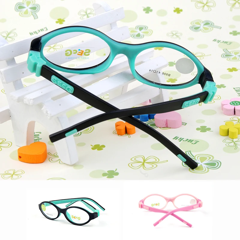 SECG круглая Милая рамка для детских очков оптическая близорукость мягкая гибкая съемная прозрачная детская силиконовая