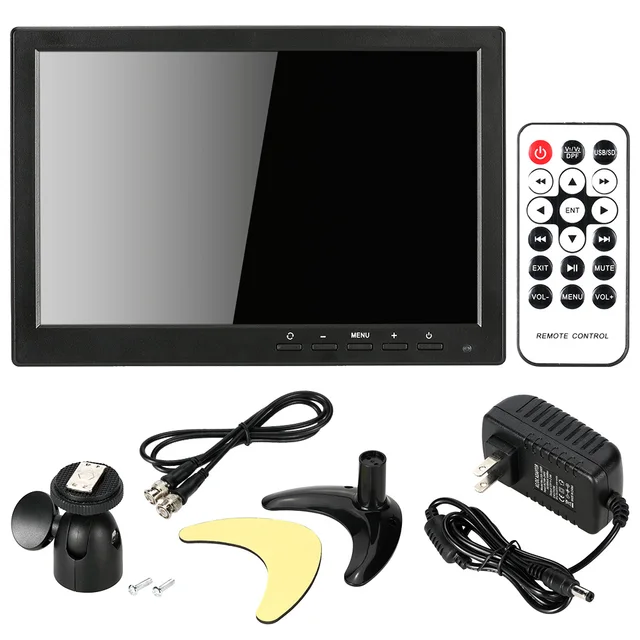 10.1” HD 1280*800 LED IPS Monitor HDMI 1080P/1080i VGA 1280*800 Video Input Built-in Speaker U disk for CCTV Security System