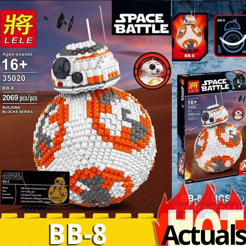 

2069PCS LELE 35020 MOC Star Wars Ultimate Collector big BB8 Robot Building Blocks compatible 75187 Toys for Children birthday