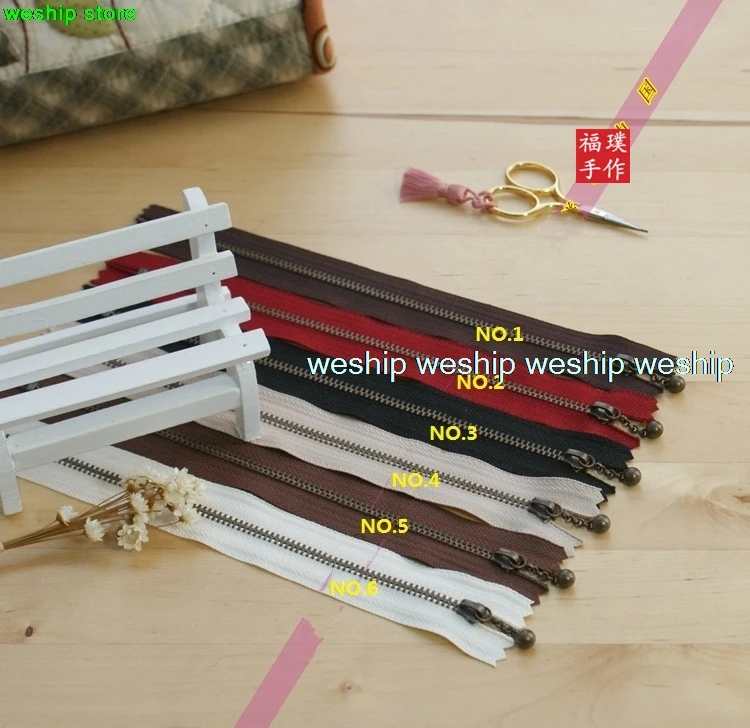 Japan YKK NO.3 Retro chain Droplet shape Bronze Zipper 6 color 9