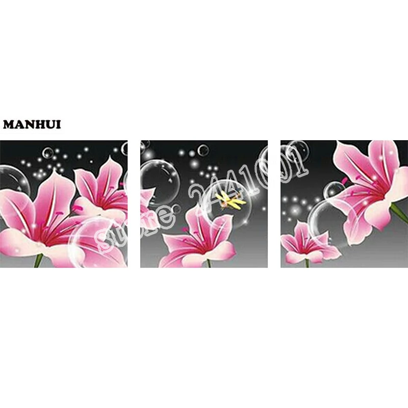 

DIY Diamond Embroidery,5D Diamond painting,Diamond mosaic,needlework,Crafts,Christmas,decor Pink Lily Flower 3pcs/set BSM020