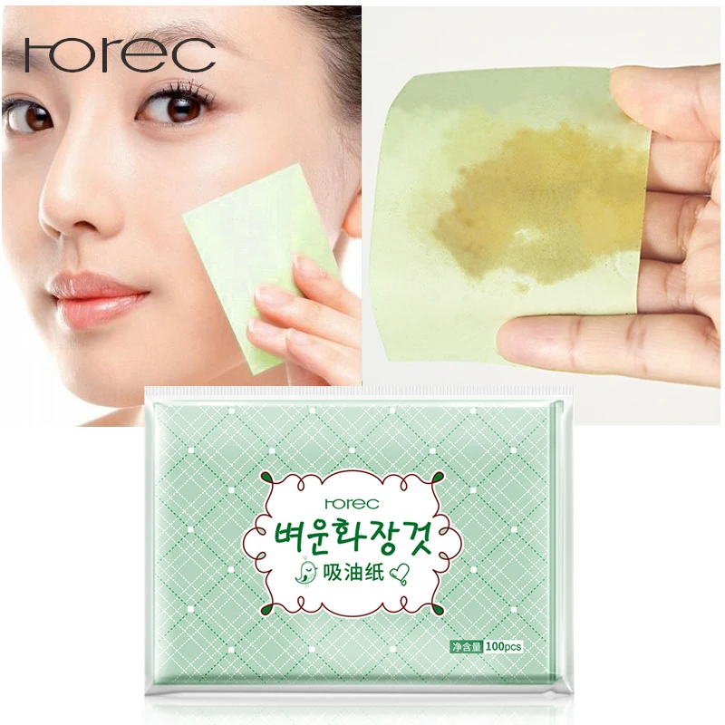 

ROREC 100sheets/pack Green Tea Facial Oil Blotting Sheets Paper Cleansing Face Oil Control Absorbent Paper Beauty makeup tools