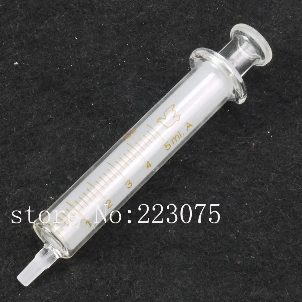 5ml Glass Syringe Injector Glass Sampler Lab Glassware 2pcs/lotin