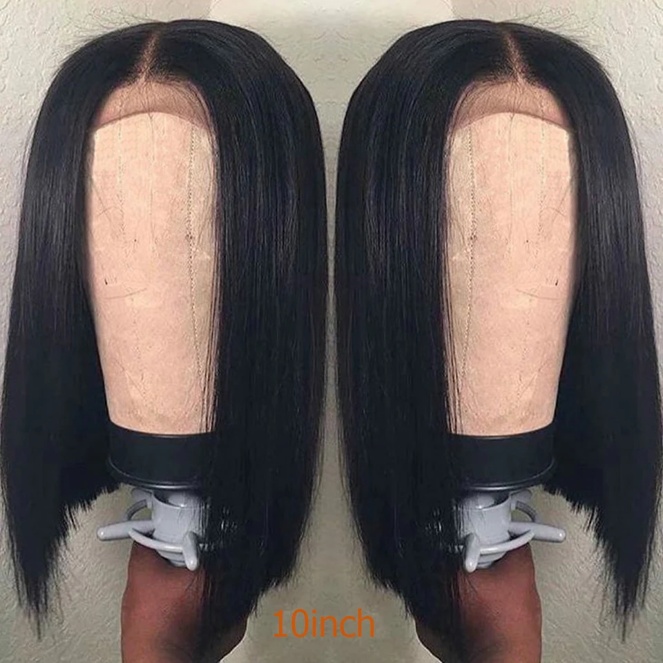 13x4 Short Lace Frontal Human Hair Bob Wigs XYHair Brazilian Remy Hair Straight Lace Front Wig for Women Pre Plucked Hairline