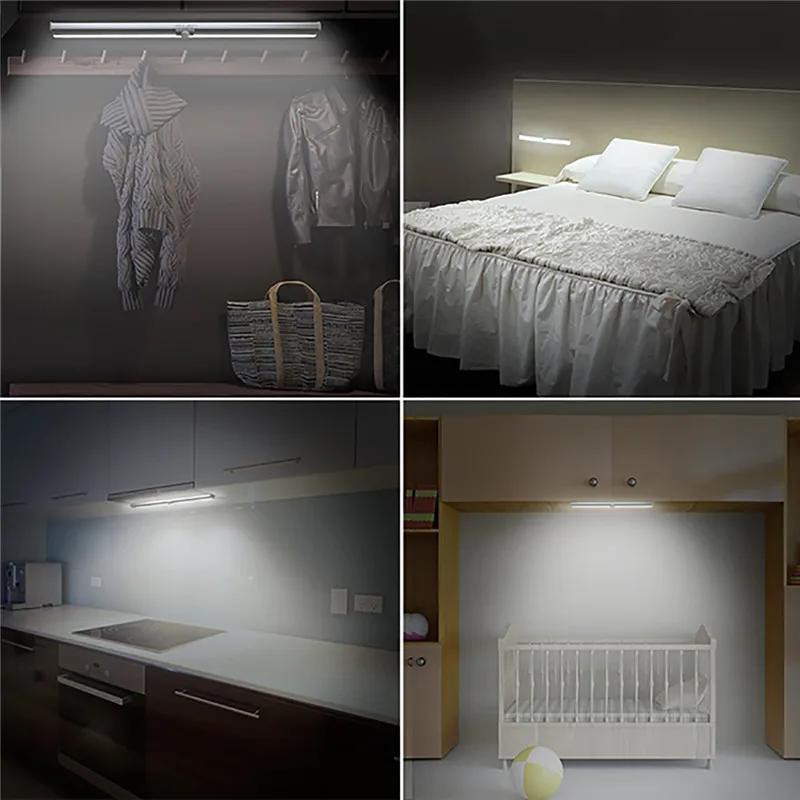 CLAITE портативный светодио дный 20 LED USB Перезаряжаемый свет датчик и PIR Mtion Шкаф Свет
