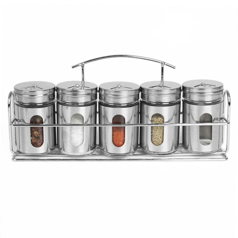

HIFUAR 1PC Stainless Steel Spice Jar Kitchen Seasoning Sprays Jar Bottle Glass Pepper salt Shaker Cruet Condiment Cooking tools