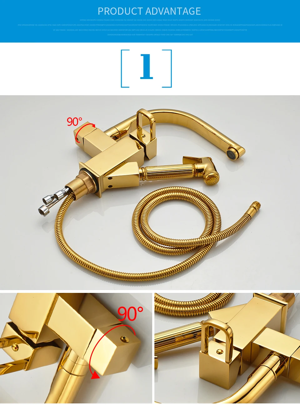 Gappo kitchen Faucets golden rotatable kitchen pull out water mixer Faucets flexible kitchen water sink mixer tap armatur